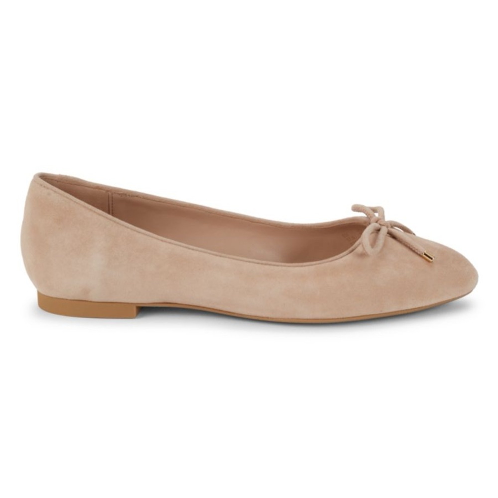 Stuart Weitzman Gabby Suede Bow Flats Bambino - Picture 2 of 5